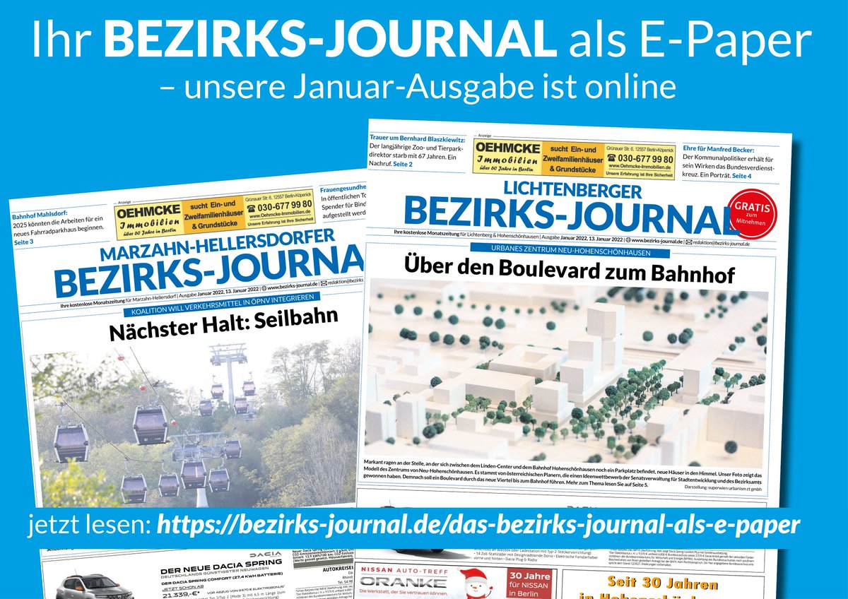 Unsere Januar-Ausgabe ist online. Mehr aus #Berlin #Lichtenberg, #Hohenschönhausen, #Marzahn und #Hellersdorf unter bezirks-journal.de/das-bezirks-jo…