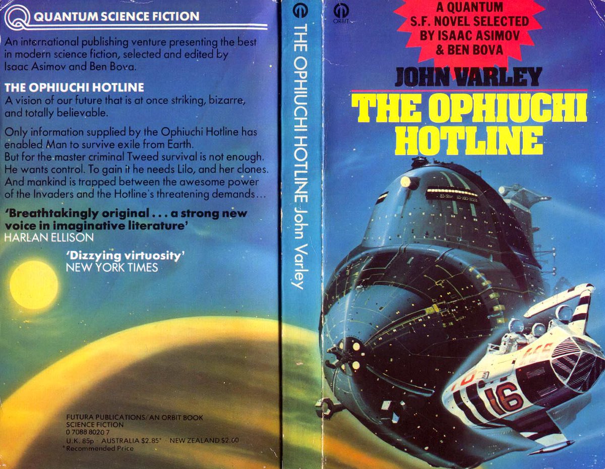 Ranaroth2's tweet photo. John Varley, The Ophiuchi Hotline, Orbit, 1978. Cover: Chris Foss. #BookCover #JohnVarley #ChrisFoss #Orbit #Ophiuchi #hotline #70sscifiart https://t.co/S1nZ57uzQb