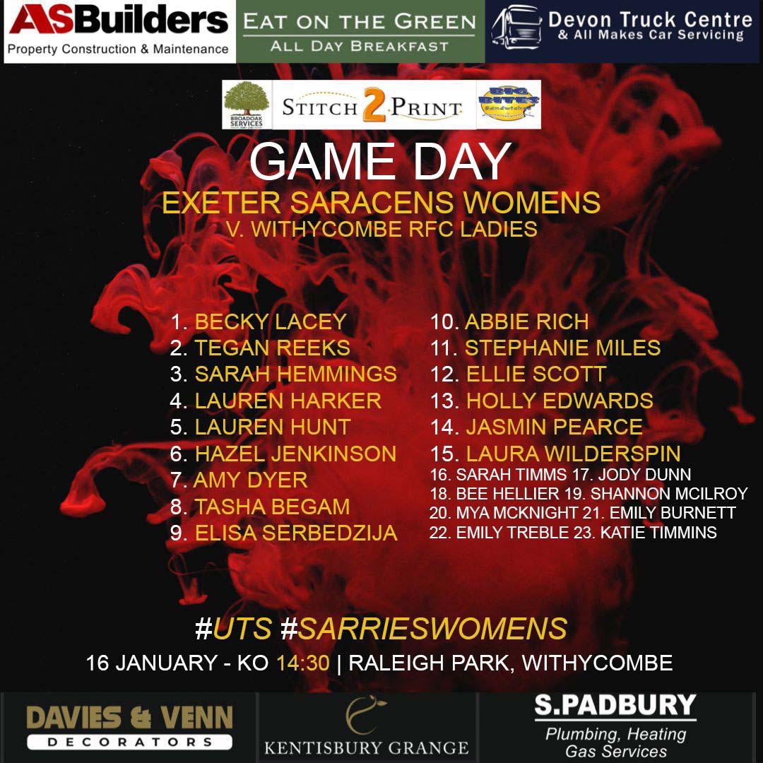 ExeterSaracens's tweet photo. 🔴Team news!⚫️

Here is your side travelling to @WithycombeRFC for their @Allianz #InnerWarrior fixture on Sunday! 

#UTS @swsportsnews https://t.co/9Vpcge8TvC