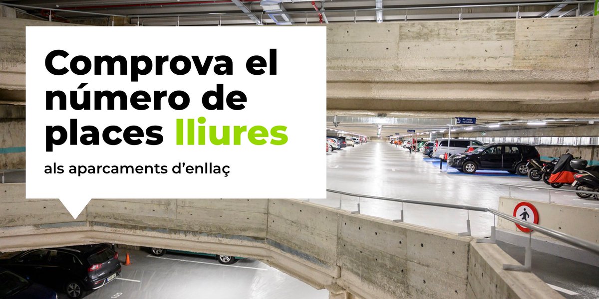 FGC's tweet photo. 🚘 --> 🚃 Estalvia't els problemes a l'entrada de Barcelona. Deixa el cotxe en algun dels nostres aparcaments d'enllaç i mou-te amb #FGC. 

Consulta el nombre de places lliures que hi ha en temps real a 👉 https://t.co/espYU9UykB. #MobilitatSostenible #Ferrocarrils #MouteambFGC https://t.co/PKxcrDAKKe