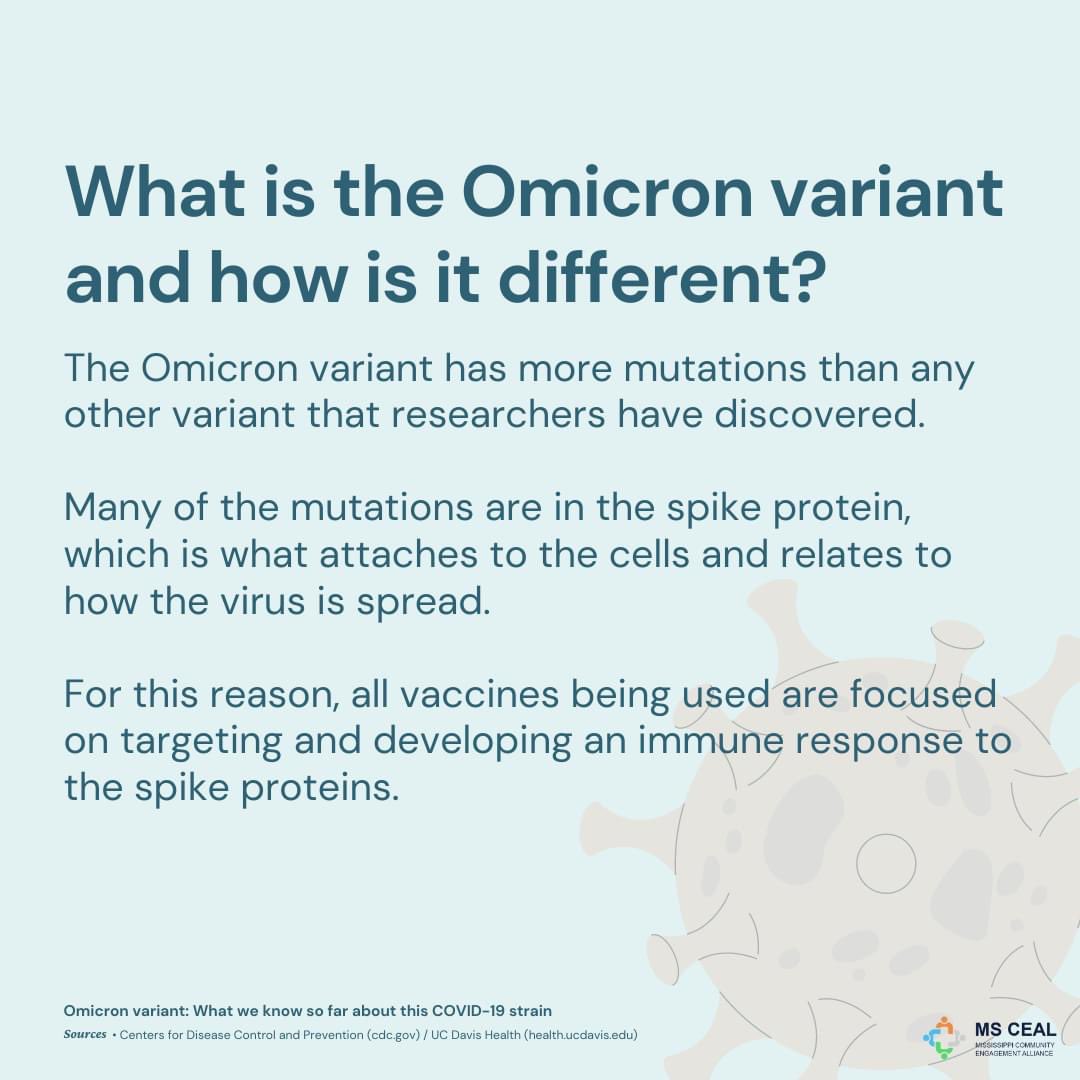 ms_ceal's tweet photo. What is the Omicron variant and how is it different?

Omicron variant: What we know so far about this COVID-19 strain
Sources • Centers for Disease Control and Prevention (https://t.co/27iciBEzNE) / UC Davis Health (https://t.co/vMkLk0b7bA) https://t.co/oGWJ3NHLj3
