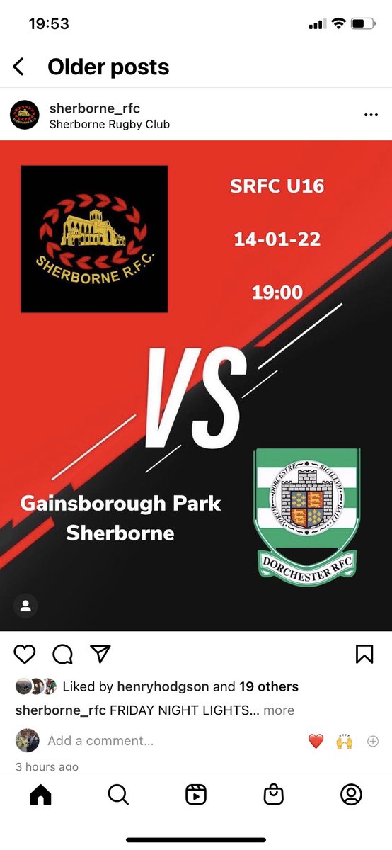 Friday 14th January Sherborne RFC U16 v Dorchester RFC KO 7pm #fridaynightlights