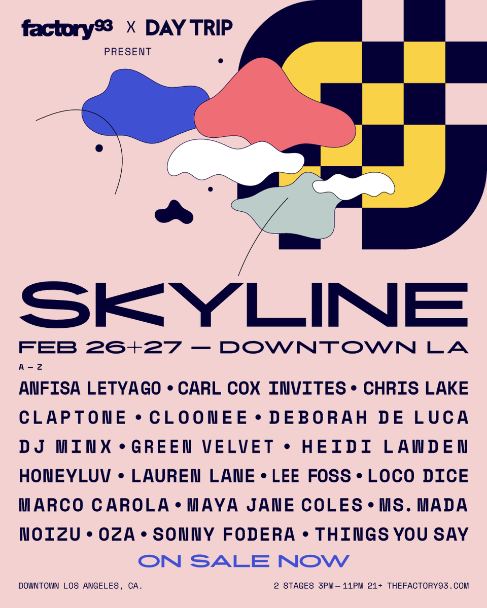 Los Angeles, it's time. 2-Day Skyline passes are On Sale Now starting at $99! → insom.co/skyline-la22 

A full weekend of House and Techno on 2 stages, hosted by <a href="/TheFactory93/">Factory 93</a> and <a href="/daytripla/">Day Trip ☀️</a>, is going to be oh so sweet. We'll see you soon!