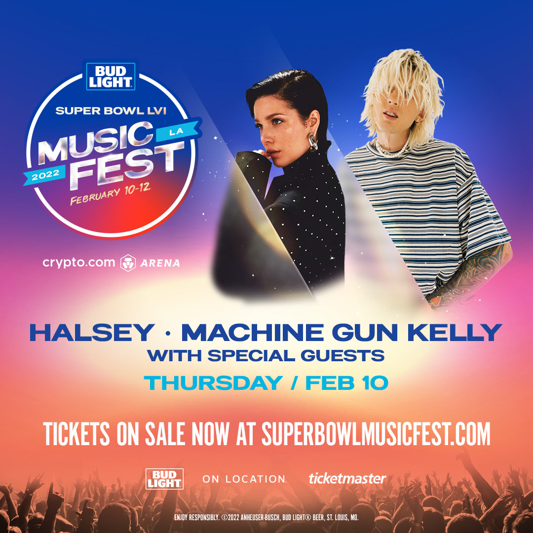 cryptocomarena's tweet photo. The biggest event and the biggest game of the year are coming to LA! Here's your chance to be a part of @SBMusicFest 

Thursday night's show features @halsey &amp; @machinegunkelly 🎸 #SuperBowlMusicFest

🎟️: https://t.co/EErf8JLjLn https://t.co/0zKEElQWF2