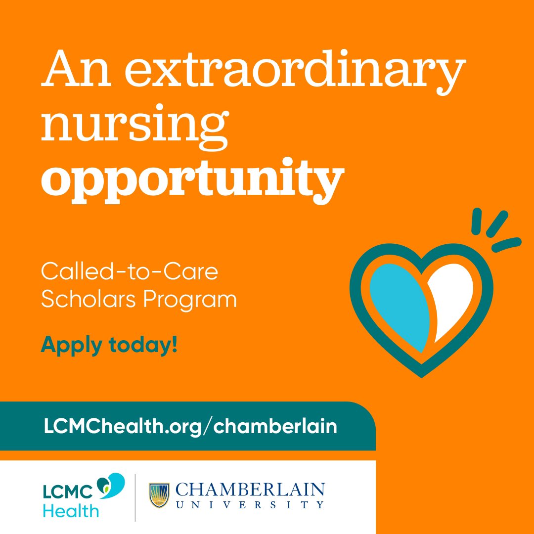 “If you or someone you know is interested in a nursing career without debt, apply to the <a href="/LCMChealth/">LCMC Health</a> Called-to-Care program at Chamberlain University. Cohort 3 starts May 2022: LCMChealth.org/chamberlain”