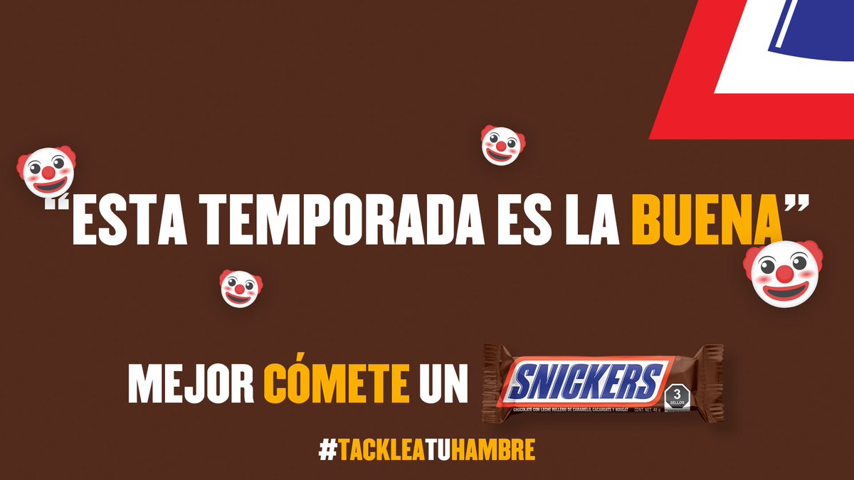 Va para todos los que se volvieron a ilusionar con su equipo y no llegaron a #NFLPlayoffs. 🤡🤡🤡
#Snickers #NFL #PlayoffsNFL