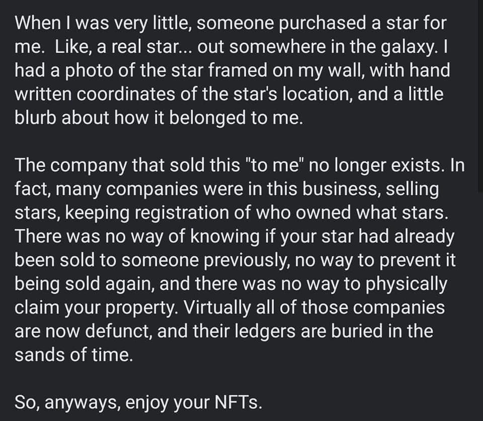 This may be the best explanation of NFTs I have read.