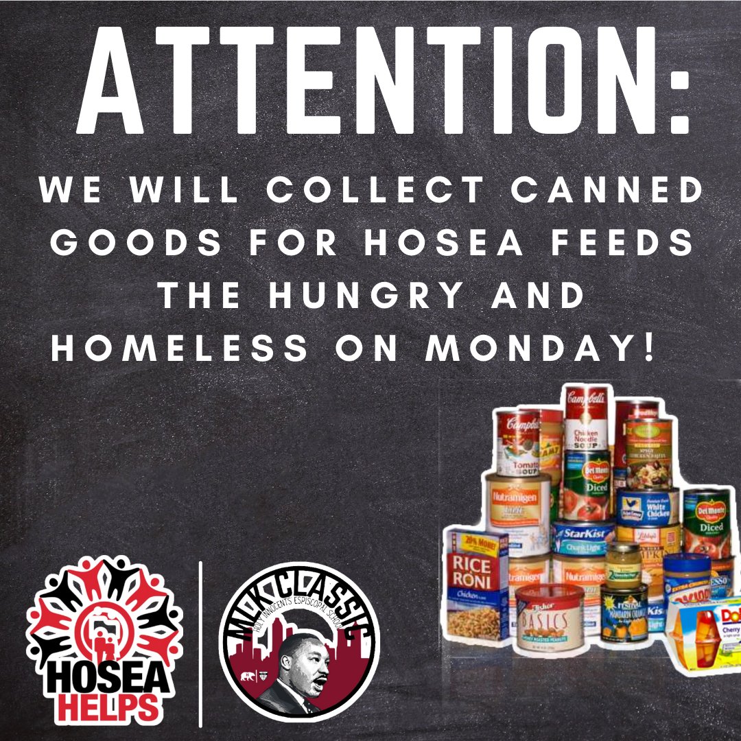 We are excited to announce we will be collecting canned goods for Hosea Feeds the Hungry and Homeless at the #HIESMLKClassic on Monday!!!!