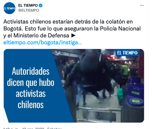 JulianaAbaunza's tweet photo. Jajajajjaaja tienen huevo. 

Que si la gente hace colatón para protestar por la subida del pasaje de Transmilenio es porque hay chilenos infiltrados. Que si hacen paro es porque Maduro les pagó para salir a marchar.

Cualquier explicación excepto que la gente está ma-ma-da. https://t.co/lyFkdvs0om