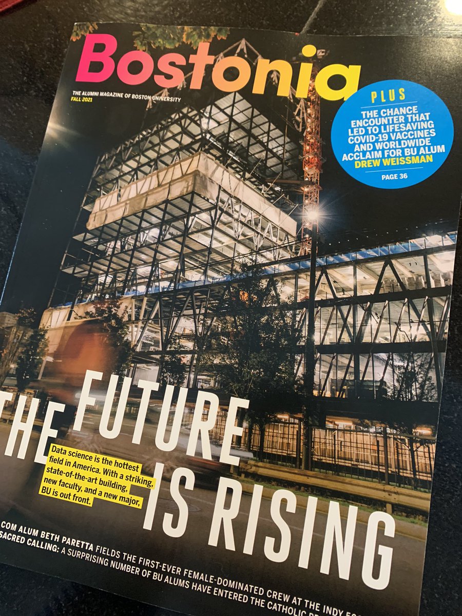 dougmost's tweet photo. Loooove this cover of #Bostonia and the cover story by @andrewsthurston on the hottest job field out there. #datascience. Awesome issue from @BU_Tweets Bostonia editor @ckbuccini https://t.co/2GvrrpQpju