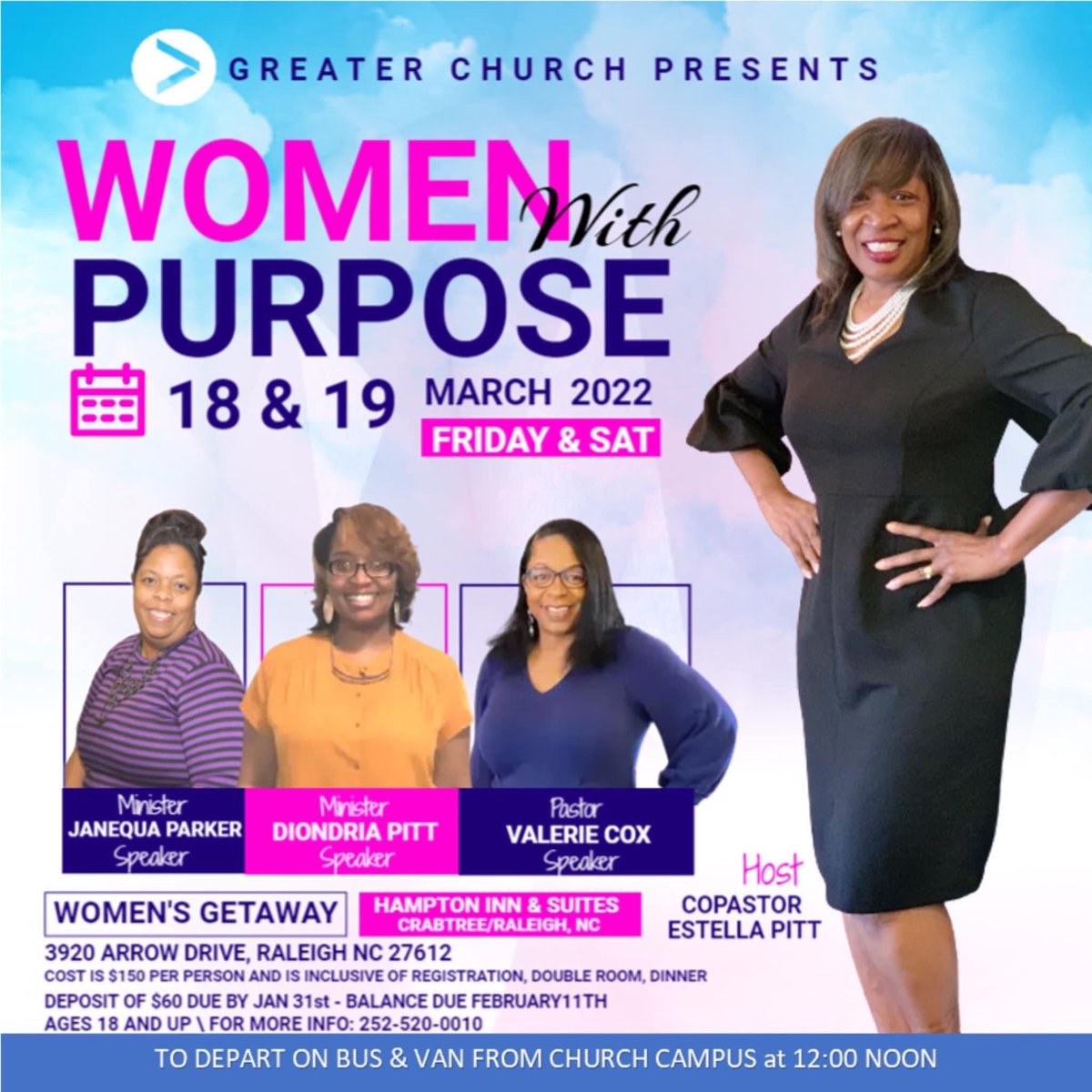 MosesPitt's tweet photo. WOMEN’S GETAWAY 2022!! WOMEN WITH PURPOSE!! SEE FLYER FOR DETAILS! https://t.co/Hikl2vwyQV