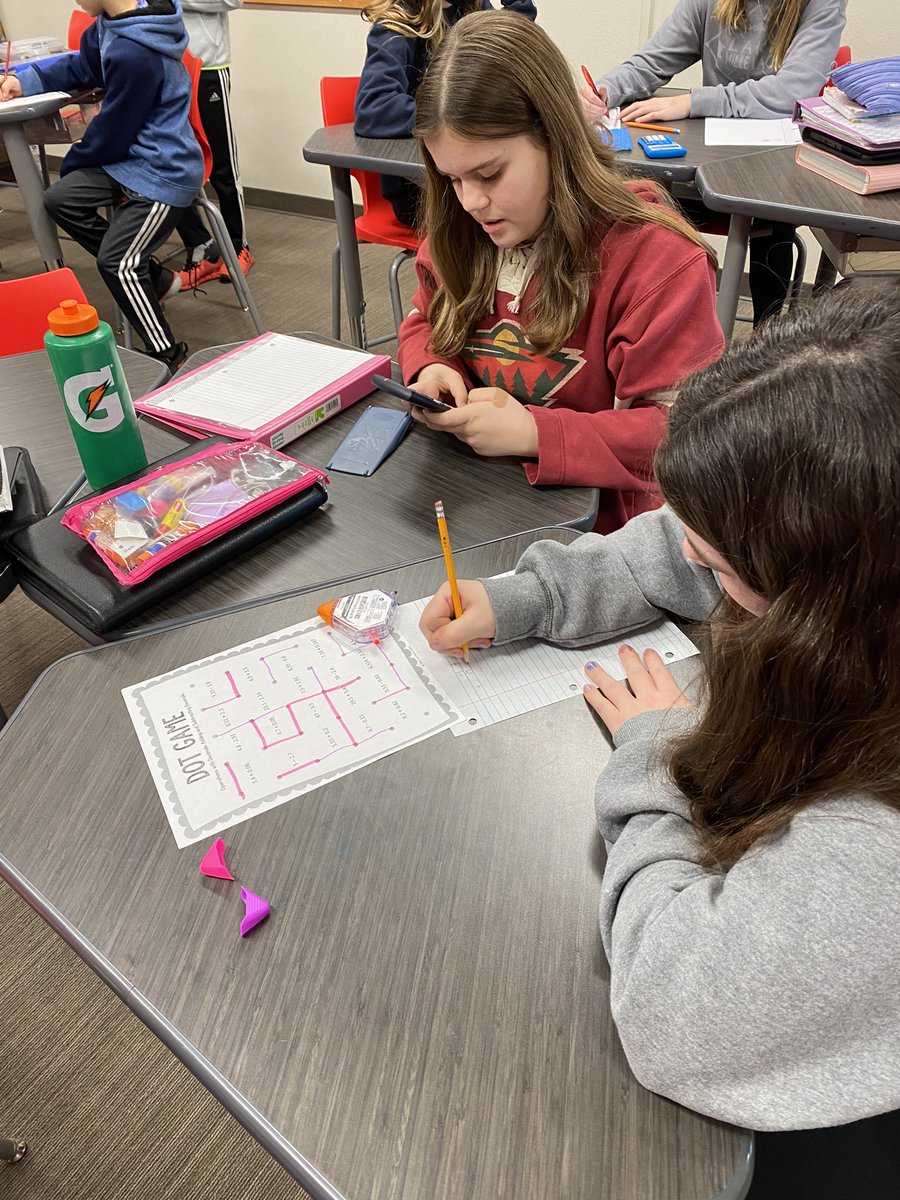 Mrs_Peloquin's tweet photo. We’ve been overdue for some math-related games in class! Today was a fun change of pace. #dotgames #rationalnumbers #middleschoolmath @ISD882 https://t.co/WjYiVml9VH