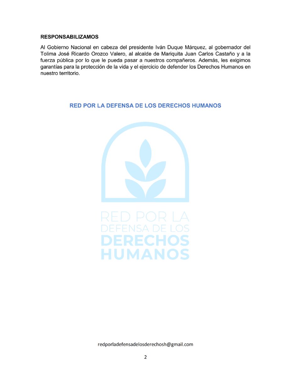RedPorDDHH's tweet photo. Rechazamos y denunciamos públicamente las amenazas de las que ha sido víctima nuestra compañera y su familia y alertamos a la comunidad nacional e internacional sobre las posibles vulneraciones que pueda sufrir. https://t.co/4wVUADWYfT