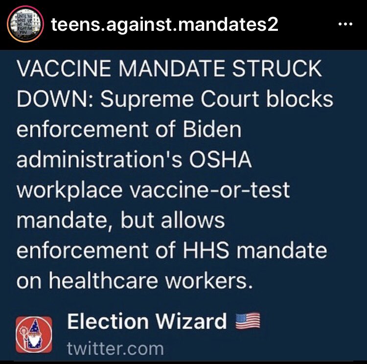 Huge win!!
Repost: <a href="/teens/">🦋</a>.against.mandates2