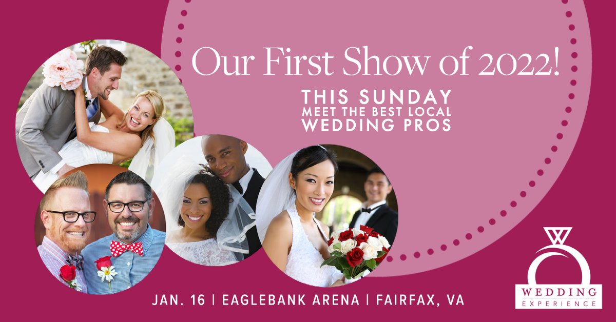 wedexpshow's tweet photo. Our wedding pros can't wait to meet you! Newly engaged couples, we welcome you to the Wedding Experience in Fairfax show Sunday, Jan. 16, from 1-4 p.m. Get your tickets at https://t.co/tlkuFH50mC. https://t.co/vQ5eWu4E68