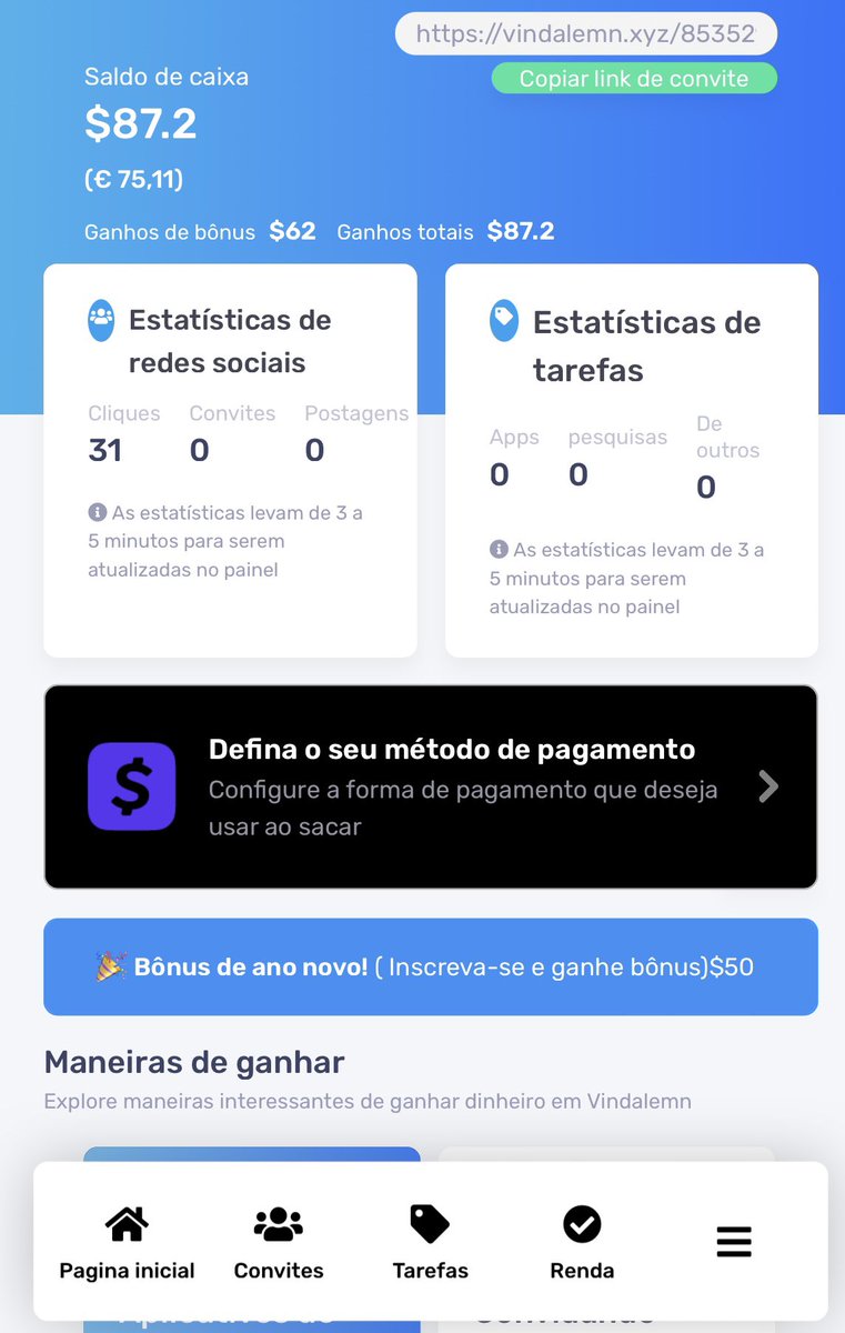 Ei, entrei em uma rede chamada  Vindalemn  e ganhei $ 25,00!  Você é pago para testar novos aplicativos gratuitos e postar nas redes sociais.  Inscreva-se com o meu link para um bônus de inscrição instantâneo de $ 25! vindalemn.xyz/8535292659718/…