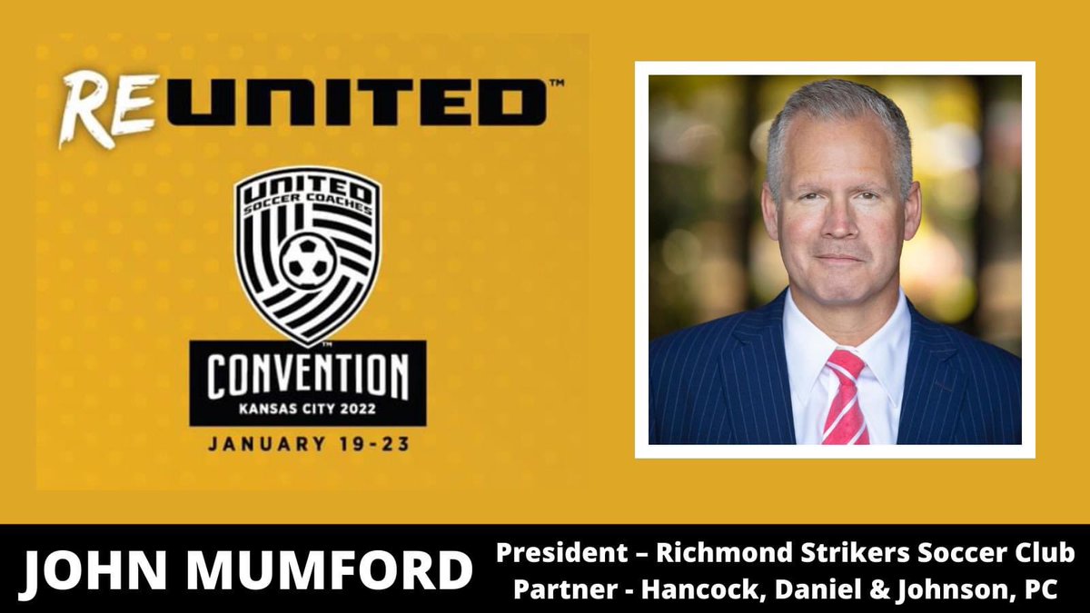 I look forward to speaking at the <a href="/UnitedCoaches/">United Soccer Coaches</a> Convention in Kansas City on the pandemic's impact on soccer in the United States and important lessons learned and strategies developed in the time of COVID that soccer organizations can continue to apply in the future #UnitedCV22