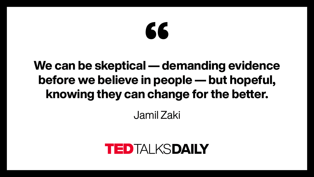 TEDTalks's tweet photo. Is cynicism causing us to be lonelier — and more divided? Yes, says psychologist Jamil Zaki. So how do we break free? Empathy, cooperation and trust. 

Listen to this episode of TED Talks Daily on @spotifypodcasts  https://t.co/7d2KucLMNZ https://t.co/0OjS3JWu69