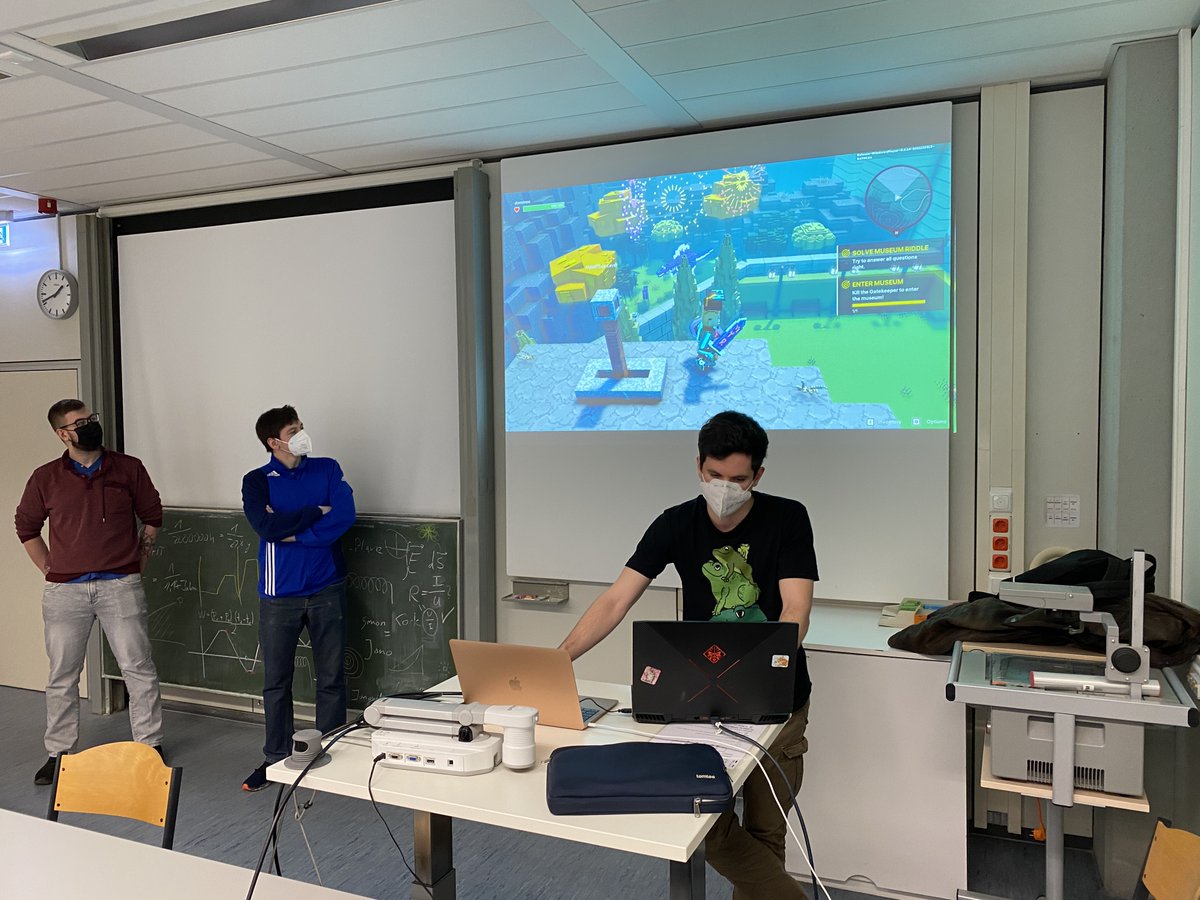 mgh_metadev's tweet photo. Today, the students from the Aachen University, Germany, presented their results of their #Metaverse seminar @TheSandboxGame. Happy to have had the founder of @MGH_DAO @thenicolasweber among us! The project results will be used as a base for further development on #MGH land. https://t.co/NMqYe3mUih
