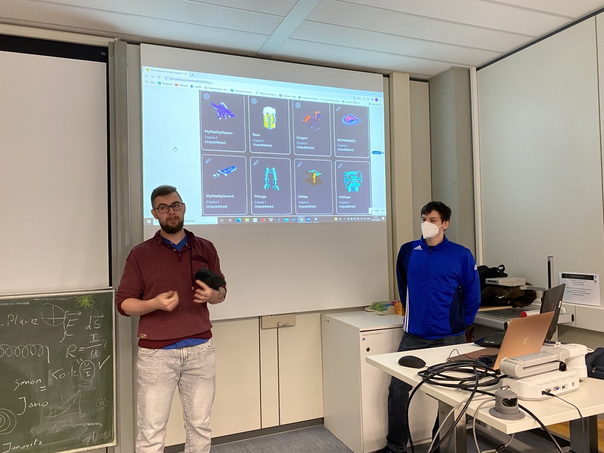 mgh_metadev's tweet photo. Today, the students from the Aachen University, Germany, presented their results of their #Metaverse seminar @TheSandboxGame. Happy to have had the founder of @MGH_DAO @thenicolasweber among us! The project results will be used as a base for further development on #MGH land. https://t.co/NMqYe3mUih