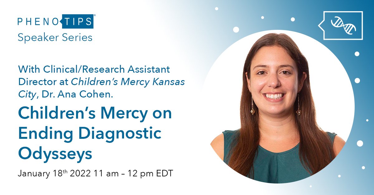 PhenoTips's tweet photo. Meet our #SpeakerSeries #webinar speaker, Dr. Ana Cohen.
Join us live to hear Dr. Cohen present her work with @ChildrensMercy @ResearchCM's #GenomicAnswersForKids #GA4K project investigating diagnostic strategies in #RareDisease.
Register for free: https://t.co/fR0RSb7Ob2 https://t.co/7youfl2Y4N