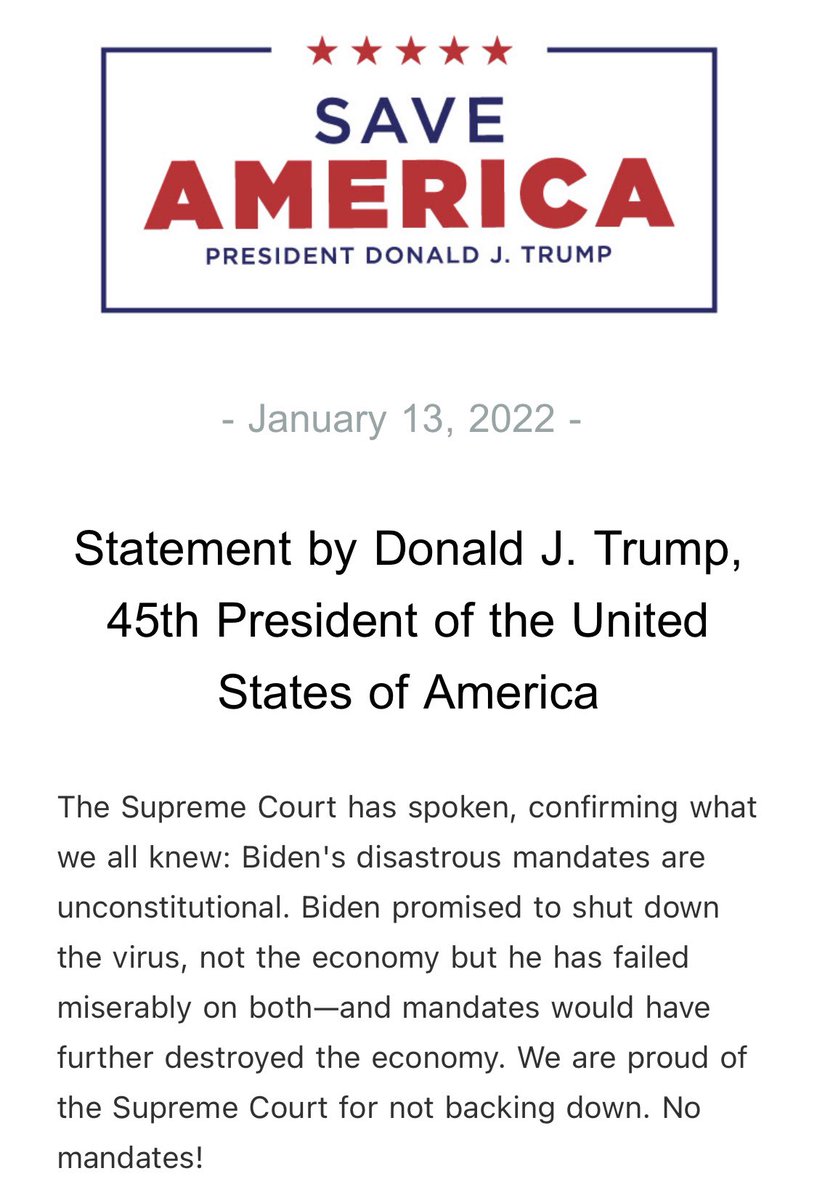 Statement by Donald J. Trump, 45th President of the United States of America