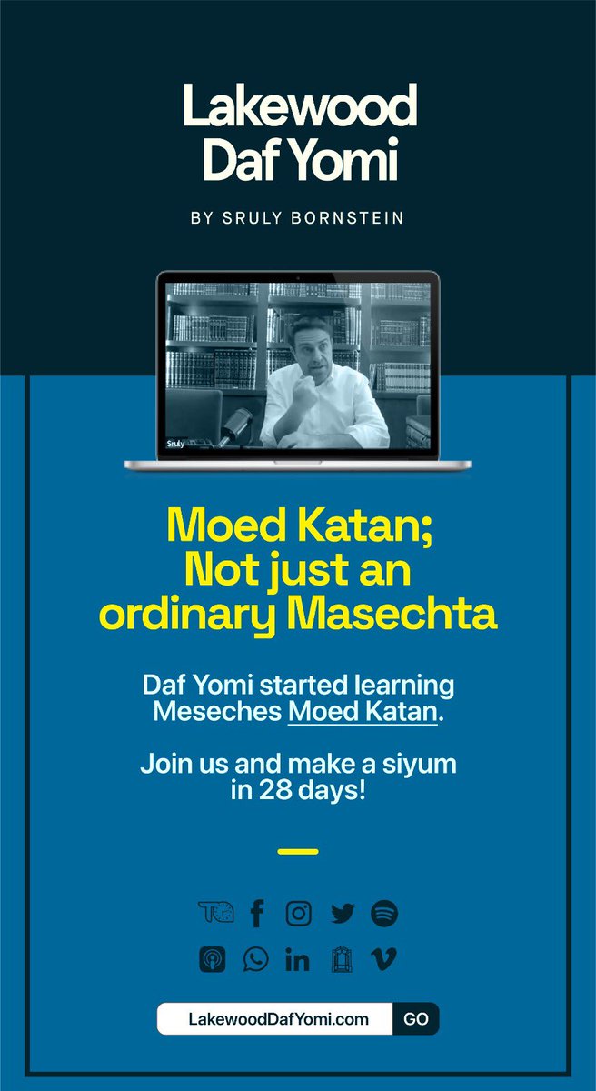 DafYomiLkwd's tweet photo. Join The Lakewood Daf Yomi Chaburah! MOED KATAN; “Not just an ordinary Masechta”. Join us via @Zoom, App, WhatsApp, Phone (906) DAF-YOMI (906-323-9664) & more! https://t.co/94fQSYlKzE | #DafYomi #DafBySruly #ReidBites @LakewoodScoop https://t.co/vHsw2Y3LCs