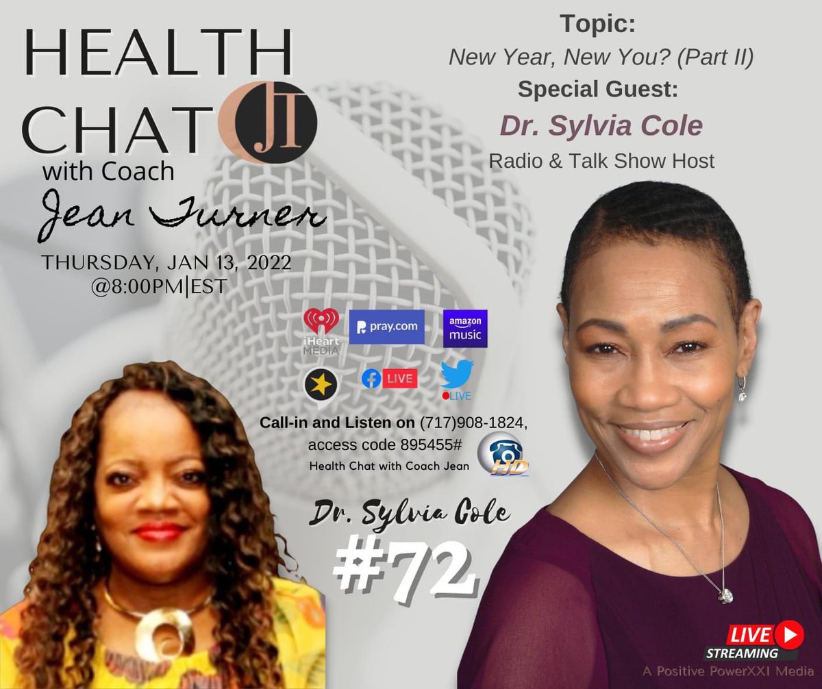 chat_coach's tweet photo. The Balanced Woman Health Summit speakers are taking over!  Livestream tonight’s Health Chat With Coach Jean Podcast &amp; Internet Radio show when my special guest, DrSylvia A. Cole, will be joining me in the virtual building!  https://t.co/pk8EaANGk8 https://t.co/DJpcazdzQY