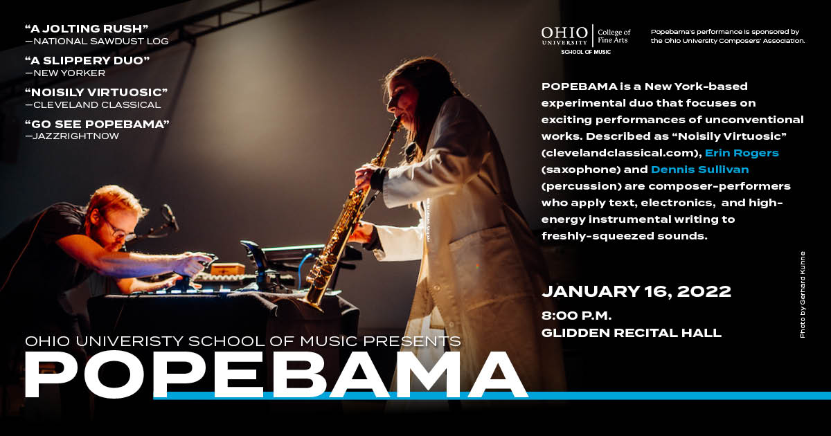 popebamanation (@popebamanation) on Twitter photo This Sun, Jan 16, 8p <a href="/ohiou/">Ohio University</a> we're performing LIVE~ wks by <a href="/paulfpinto/">Paul Pinto</a> Jenna Lyle Dennis Sullivan <a href="/erogers23/">Erin Rogers</a> Rick Burkhardt. K/N-95 masks required. @OUComposers #popebama This Sun, Jan 16, 8p <a href="/ohiou/">Ohio University</a> we're performing LIVE~ wks by <a href="/paulfpinto/">Paul Pinto</a> Jenna Lyle Dennis Sullivan <a href="/erogers23/">Erin Rogers</a> Rick Burkhardt. K/N-95 masks required. @OUComposers #popebama