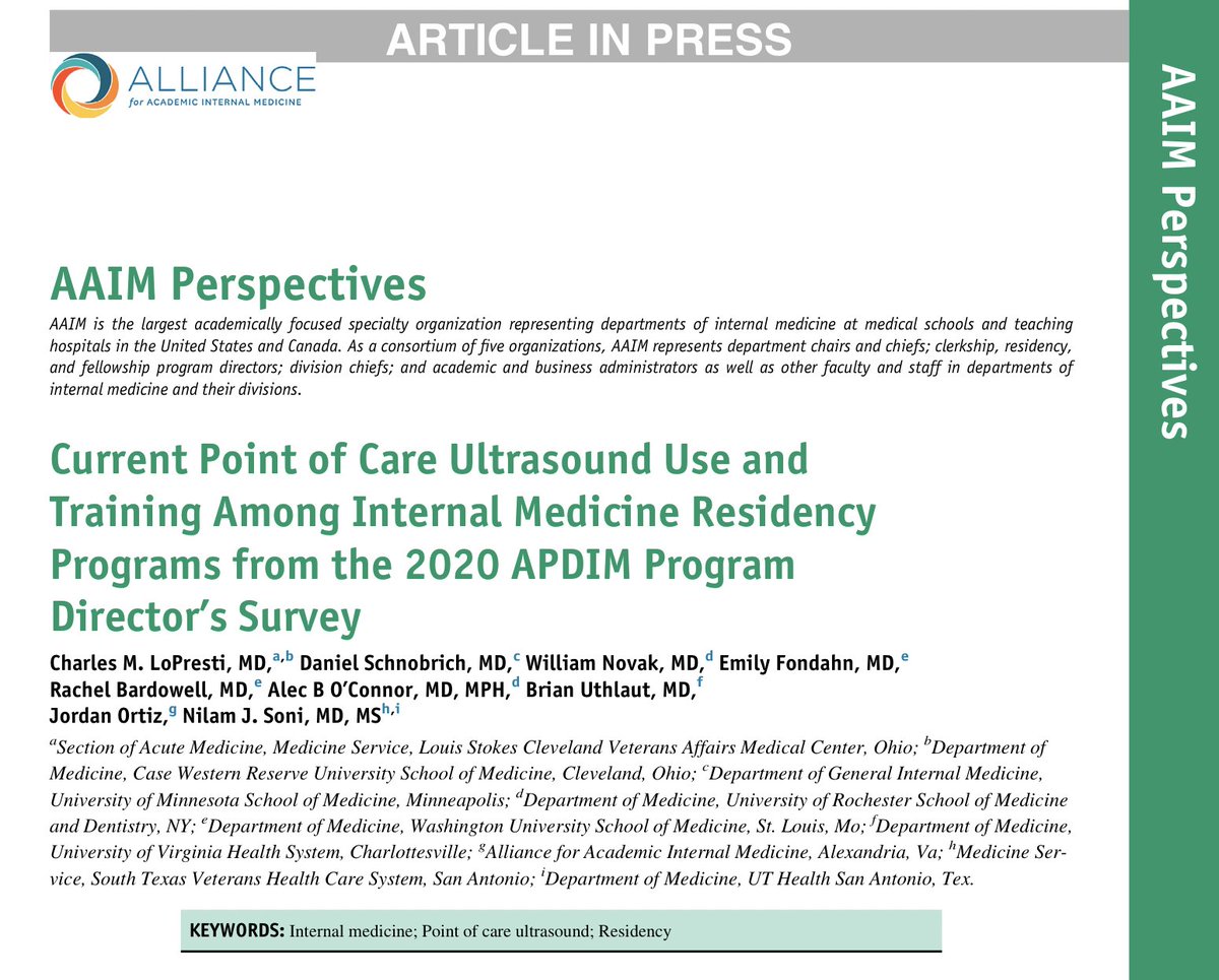 Chris Mooney (@mooneymed) on Twitter photo Great to see <a href="/UR_Med/">UR Medicine</a> colleagues as part of this work.
#meded #URochesterResearch
Current Point of Care Ultrasound Use and Training Among Internal Medic...
sciencedirect.com/science/articl… Great to see <a href="/UR_Med/">UR Medicine</a> colleagues as part of this work.
#meded #URochesterResearch
Current Point of Care Ultrasound Use and Training Among Internal Medic...
sciencedirect.com/science/articl…