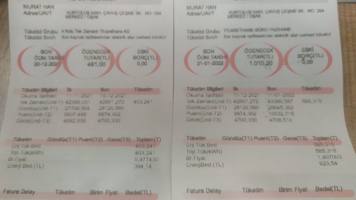 Aradaki fark sadece ocak ayindan 11 gün Ne yağı kullandınız ???  #elektrikfaturası