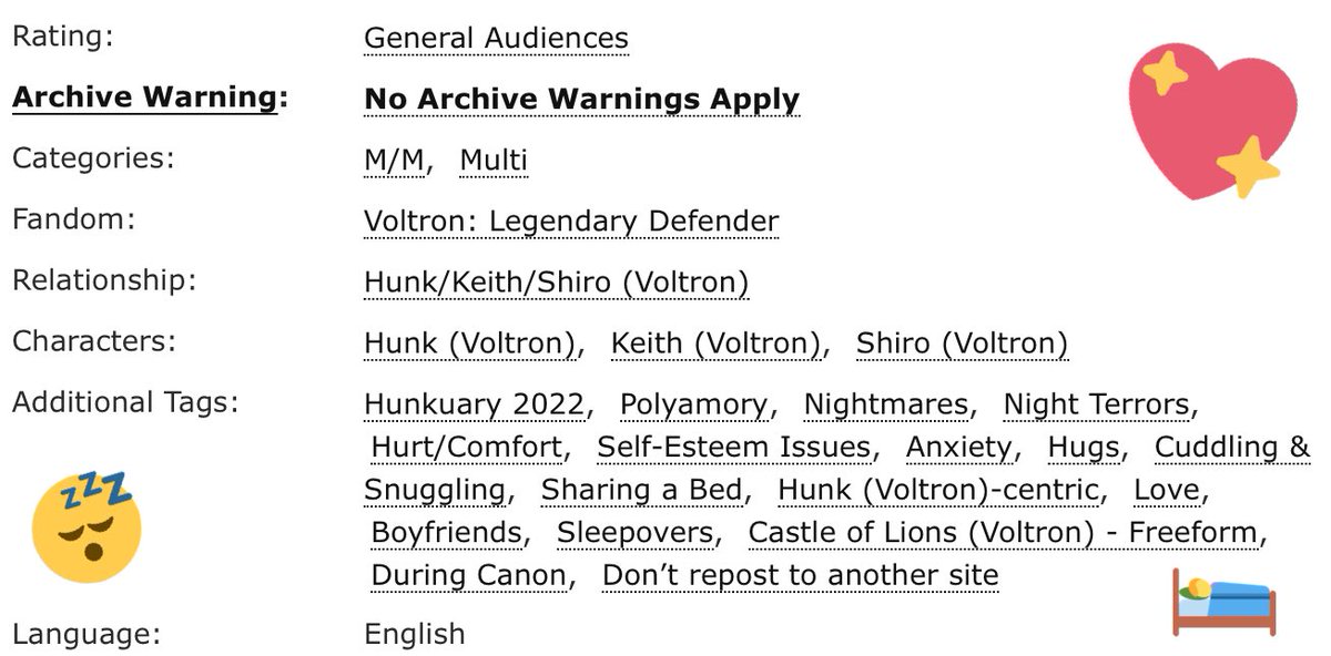 autistichemlock's tweet photo. “Behind That Smile,” a Hunk-centric Shunkeith fic written for @hunkuary2021 and Hunk’s birthday. After a nightmare too many, Hunk spends the night at Shiro and Keith’s room. #Shunkeith #Hunkuary #hunkuary2022 https://t.co/tFpqyW3pUt 💛💛💛 https://t.co/gHNNVMtJV3