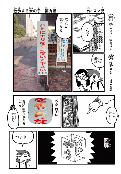 散歩する女の子 ハトとの距離感 