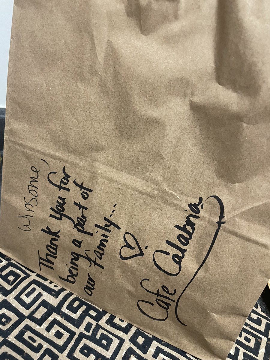 __Winsome's tweet photo. How hungry was I that I only saw this note from my @CafeCalabriaNY family a few days later🙄? Or was I too busy washing off the containers before eating?Either way,❤️heartwarming note however composed.Seen & received! ❤️Eggplant Rollatini &everything.See u soon! #cookedtoorder 👍🏾 https://t.co/FNM1UHapWD