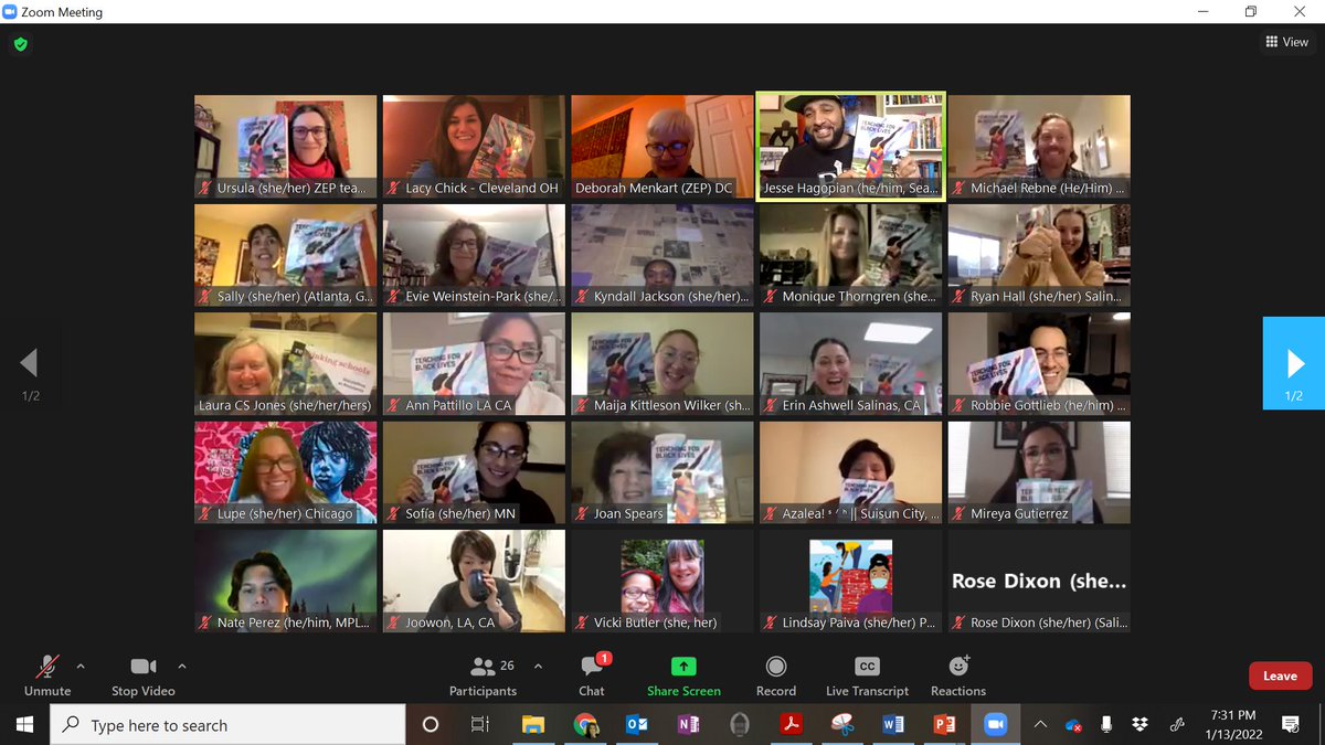 What a fantastic workshop tonight by <a href="/JessedHagopian/">Jesse Hagopian</a>  with <a href="/ZinnEdProject/">Zinn Ed Project</a> about the upcoming #BLM #WeekofAction! Can't wait to try out some of these ideas in the classroom!