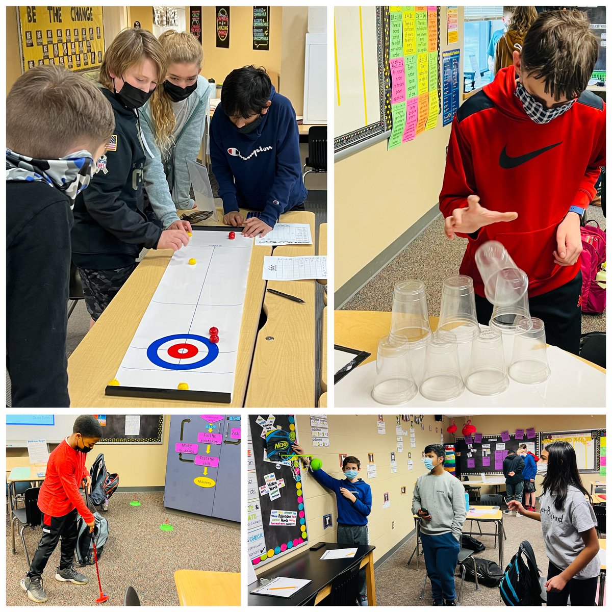 7th grade Winter Math Olympics!!!  Students competed in “Olympic” events to practice calculations on mean and percent error.