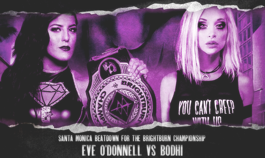 ShWfed's tweet photo. @Eve_The_Goddess (c) vs @bodhi_licious 
[Santa Monica Beatdown for the Brightburn Championship] https://t.co/Zec5lUjz92