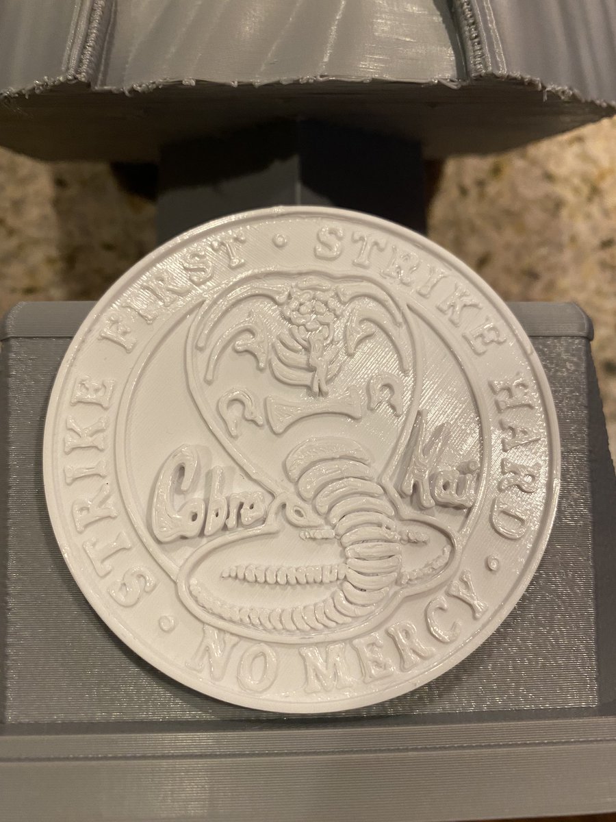 UffDa_32's tweet photo. Check out this 3D print my son printed for me on my birthday! @WilliamZabka #CobraKai #badass https://t.co/nhSMB2RuiU