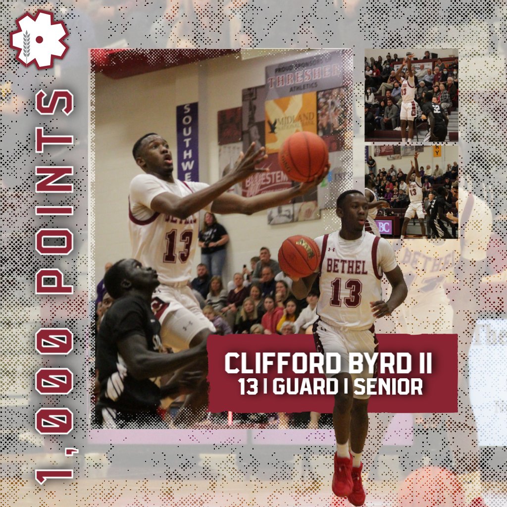 Congratulations to @Jr3cbyrd on scoring his 1,000th career point at the 2:01 minute mark of the first half against Bethany. @Threshersmbb #RollOn #WithItOrOnIt
