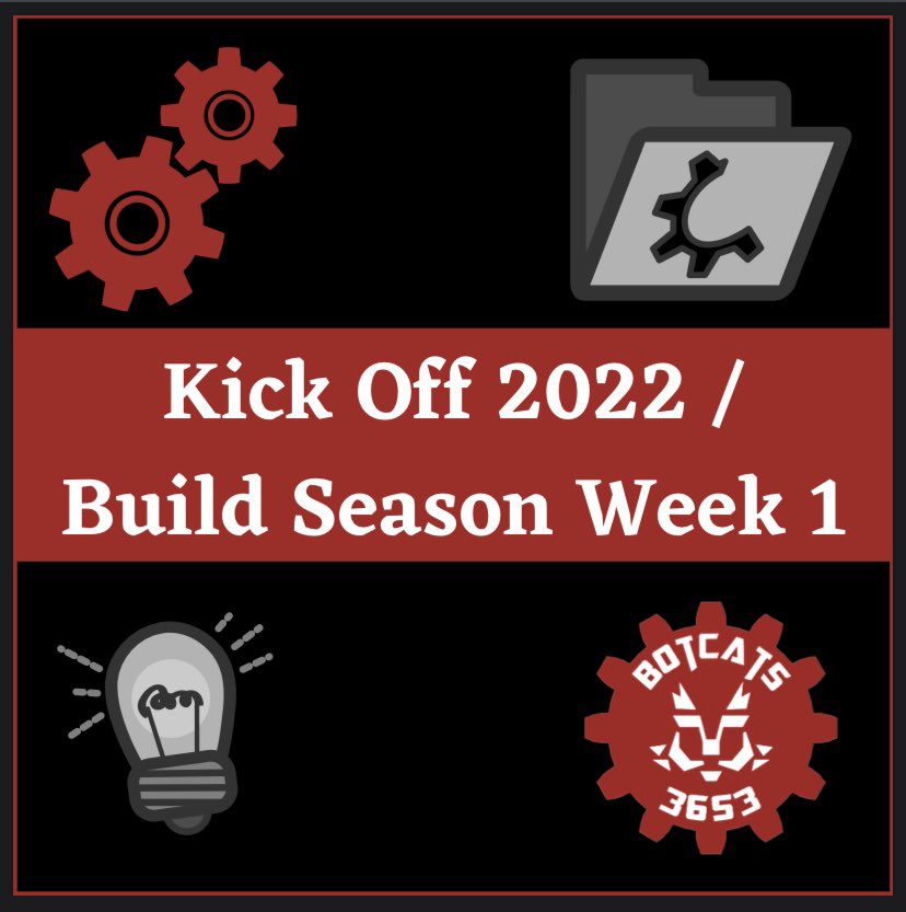 botcats3653's tweet photo. Can you believe it’s almost been 1 week? After spending Saturday engaging in teamwork activities and watching the kickoff, our Botcats have spent the week strategizing our priorities, prototyping and CADing the robot. #FIRSTFoward #RapidReact #AspireToInspire https://t.co/ayg4g74Unz