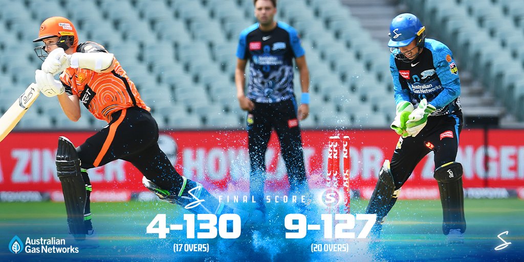 StrikersBBL's tweet photo. A brilliant win on our home deck and we jump back into the top five 🤩 #BlueCrew #BBL11 https://t.co/W6h2ZXeDMm