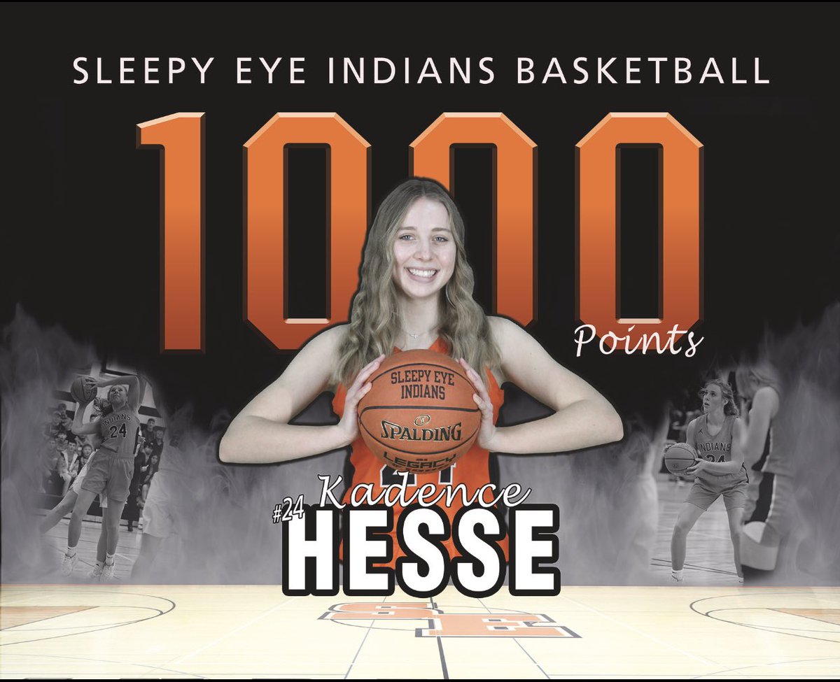 SleepyEyeGBB's tweet photo. Needing 15 points tonight to get to 1000, Sophomore @kadencehesse24 finishes with 26!  Congratulations!!!
@SEPSActivities @SleepyEyeNews @SleepyEyeONLINE @KNUJ @KEYCNewsNow @mngirlsbballhub @MNRiseGirlsAAU @SMSUWomensHoops @MinnesotaScores https://t.co/l9saG6aYdO