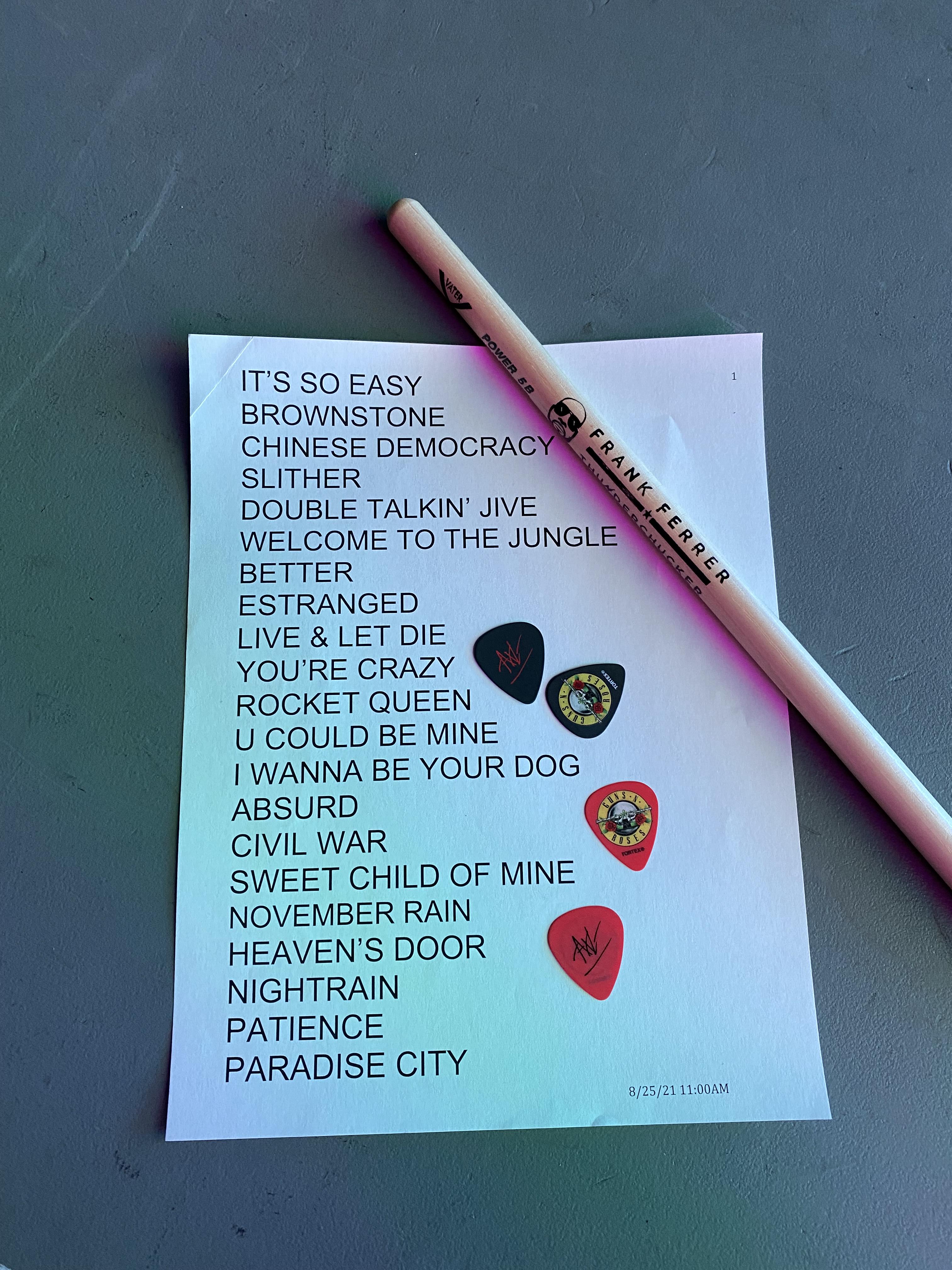Guns N' Roses on Twitter "Last summer’s setlist. What’s on there for
