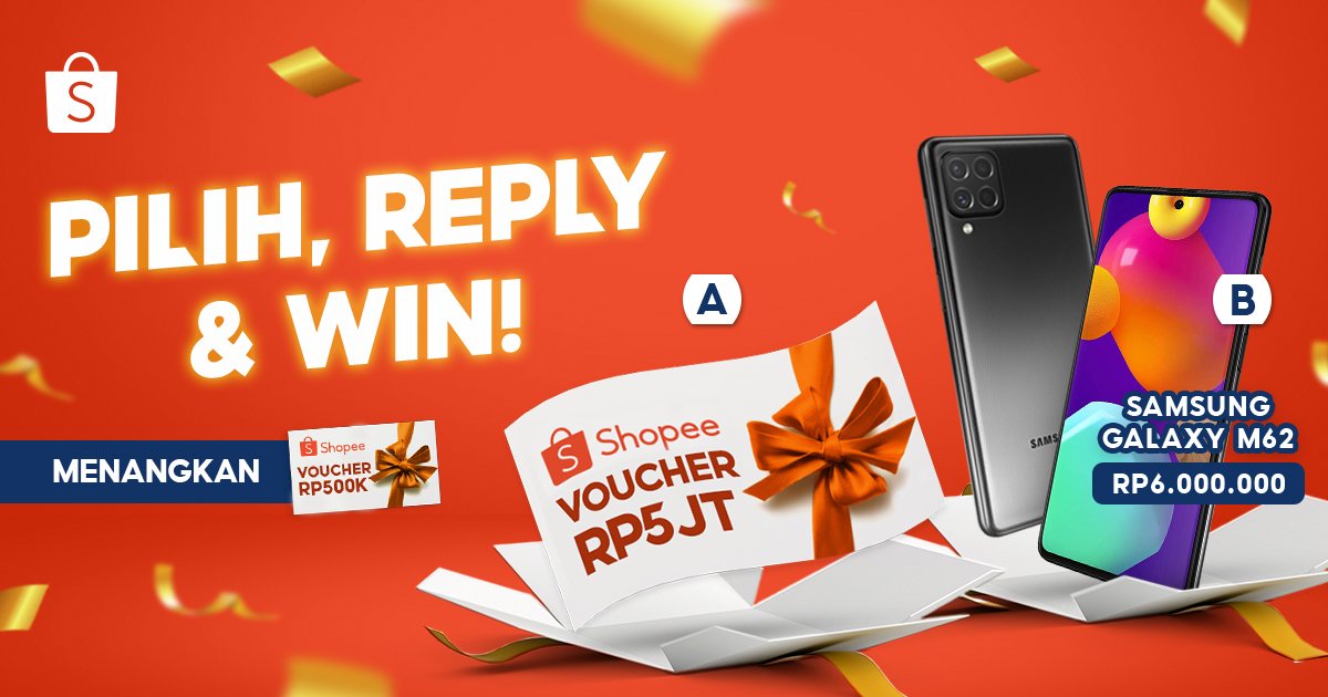 ShopeeID's tweet photo. 🧡 GIVEAWAY VOUCHER SHOPEE 🧡

Hari ini mimin mau GIVEAWAY VOUCHER SHOPEE senilai 500rb nih! Caranya:

1. FOLLOW @SHOPEEID 
2. RT &amp; LIKE tweet ini
3. REPLY pilihan kamu pakai #ShopeeGiveawayVoucher YANG BANYAAAK

Pemenang dipilih acak &amp; diumumkan 18 Januari 2022. https://t.co/j76COgmp8z