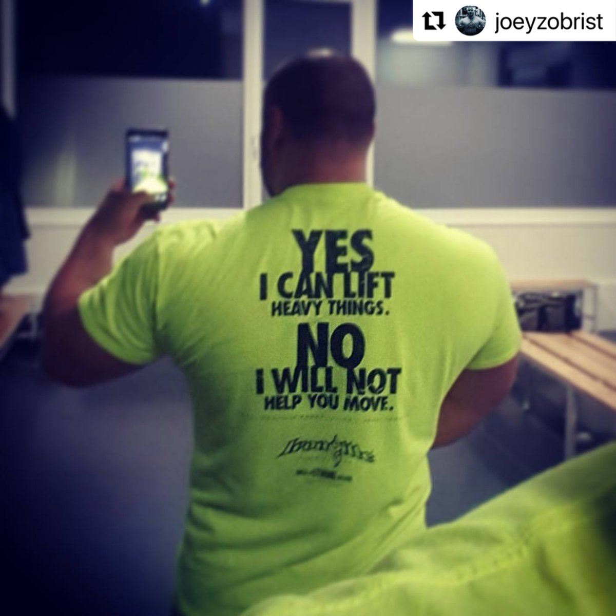 Ironville's tweet photo. Today’s repost is from @joeyzobrist wearing our long running original YES NO design. Shop it at 20% off retail with FREE SHIPPING in the USA on order over $75. https://t.co/T1izlHn3mW https://t.co/mIsjxNjMNJ