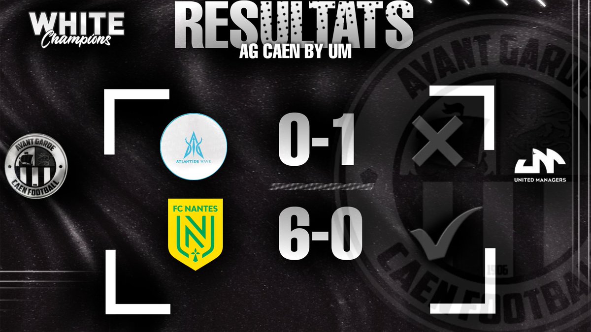 AG Caen by UM (@um_efoot) on Twitter photo Résultats session :
EFL White <a href="/eSportFA_FR/">ESPORT FOR ASSOCIATIONS</a>
❌ 0-1 🆚 <a href="/AtlantideCP/">Atlantide Wave CP</a>
✅ 6-0 🆚 <a href="/FCNantesEfoot/">FC Nantes eFoot</a>
3/6 points ce soir, dommage pour cette défaite.. on reviendra plus fort 👊🏼
#ESPORTFA22 <a href="/UM_eFoot/">AG Caen by UM</a> Résultats session :
EFL White <a href="/eSportFA_FR/">ESPORT FOR ASSOCIATIONS</a>
❌ 0-1 🆚 <a href="/AtlantideCP/">Atlantide Wave CP</a>
✅ 6-0 🆚 <a href="/FCNantesEfoot/">FC Nantes eFoot</a>
3/6 points ce soir, dommage pour cette défaite.. on reviendra plus fort 👊🏼
#ESPORTFA22 <a href="/UM_eFoot/">AG Caen by UM</a>