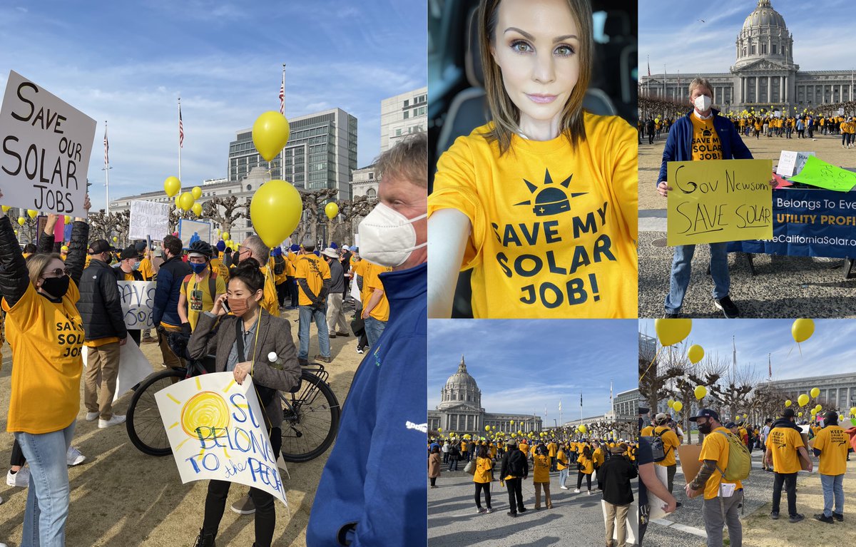 ScudderSolar's tweet photo. Thousands showed up &amp; showed out today outside @californiapuc in SF rallying to #SaveSolar! We're making our voices heard for green/clean jobs, safe communities, affordable energy &amp; the livelihoods of all those with solar jobs on the line! #ScudderSolar is here to save solar🌞 https://t.co/3P62mC05i4