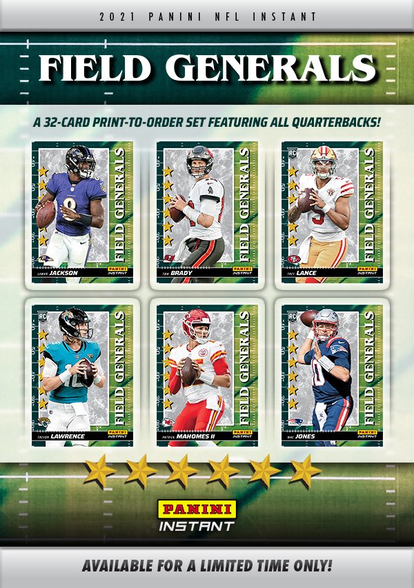 sportscards's tweet photo. 2021 Panini Instant Field Generals Football is available now and the checklist is ready https://t.co/gtPQ1abq1F #collect #thehobby https://t.co/tiIDbM6w5y