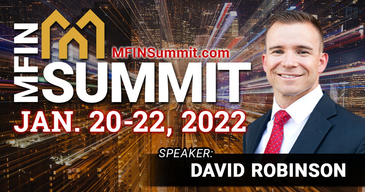 We are excited to announce that David Robinson will be speaking at the #MFINSummit this January!

For more details and to get your ticket, please visit mfinsummit.com.

#multifamilyinvesting #multifamilyinvestornation #realestateinvesting #apartmentinvesting
