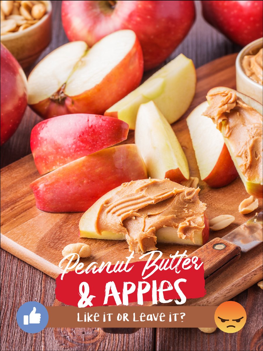 FoodsSpartan's tweet photo. Peanut Butter on your apples? 👍 Like it or 😡leave it? https://t.co/CSMwM5SJSM